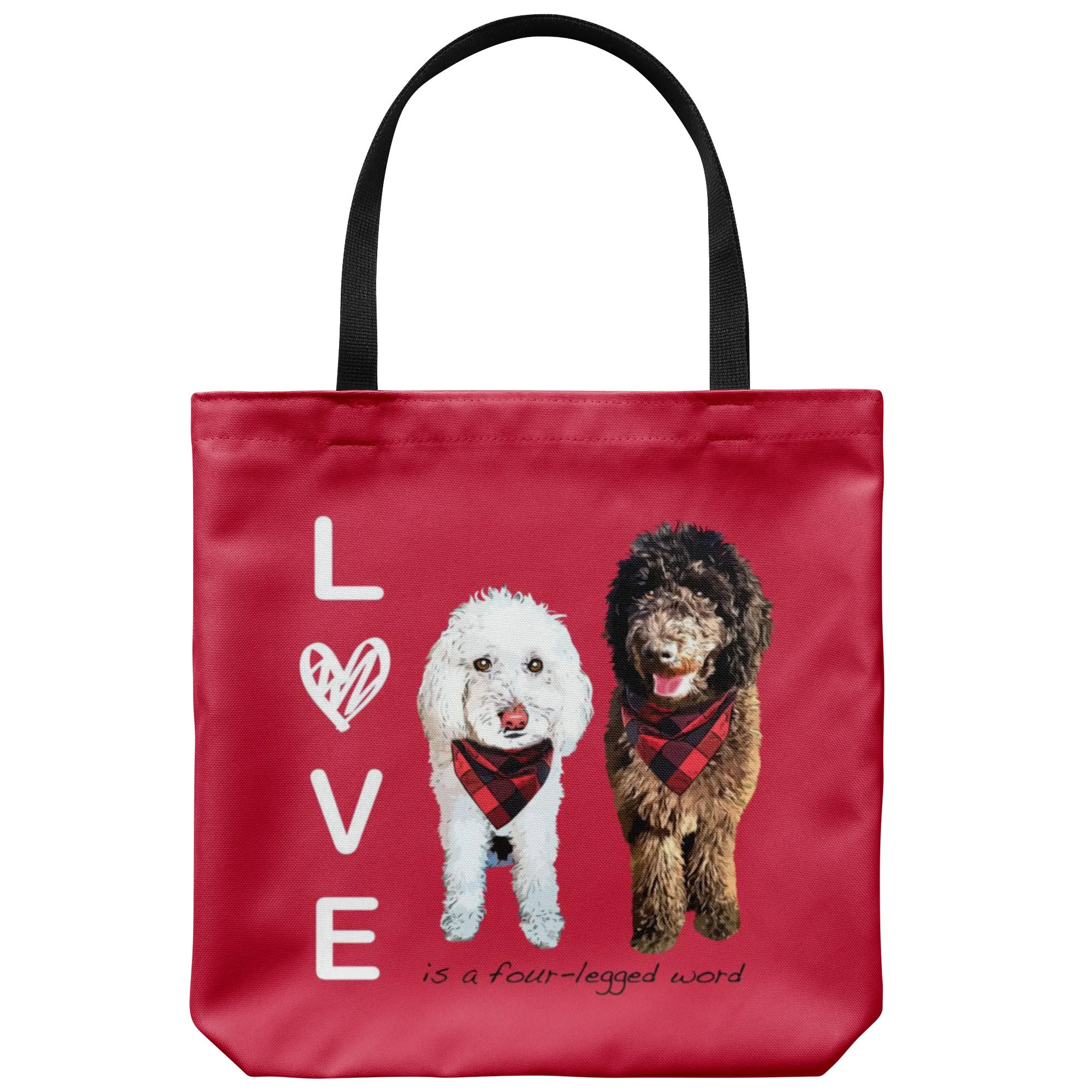 Custom Pet Portrait - LOVE is a four legged Word Tote Bag