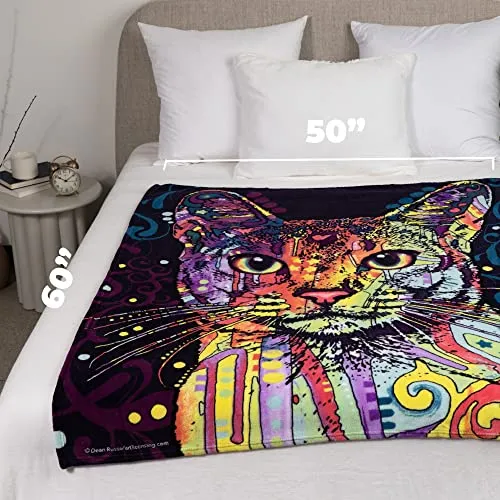 Dawhud Direct Colorful Cat Blanket 50x60 Inch Dean Russo Confident Cat