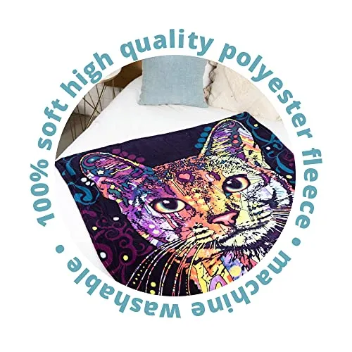 Dawhud Direct Colorful Cat Blanket 50x60 Inch Dean Russo Confident Cat
