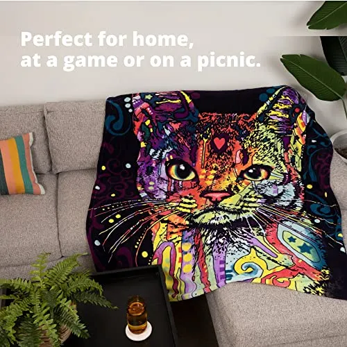 Dawhud Direct Colorful Cat Blanket 50x60 Inch Dean Russo Confident Cat