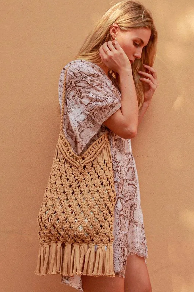 DELILAH FRINGE TOTE HONEY