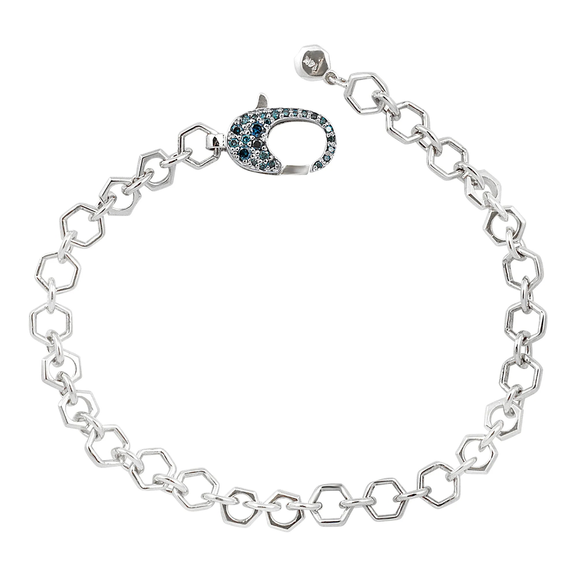 Diamond 14K Honeycomb Chain Bracelet
