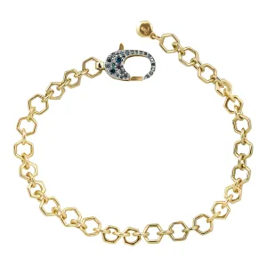 Diamond 14K Honeycomb Chain Bracelet