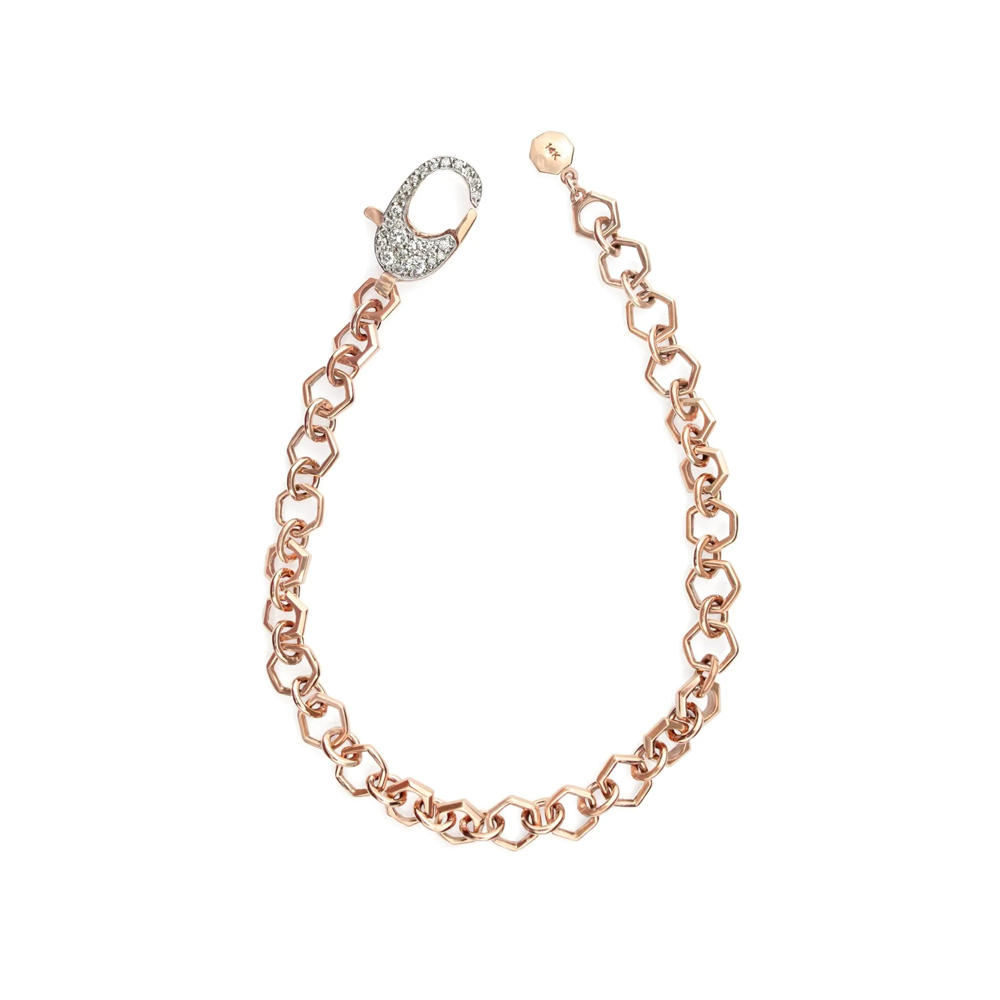 Diamond 14K Honeycomb Chain Bracelet