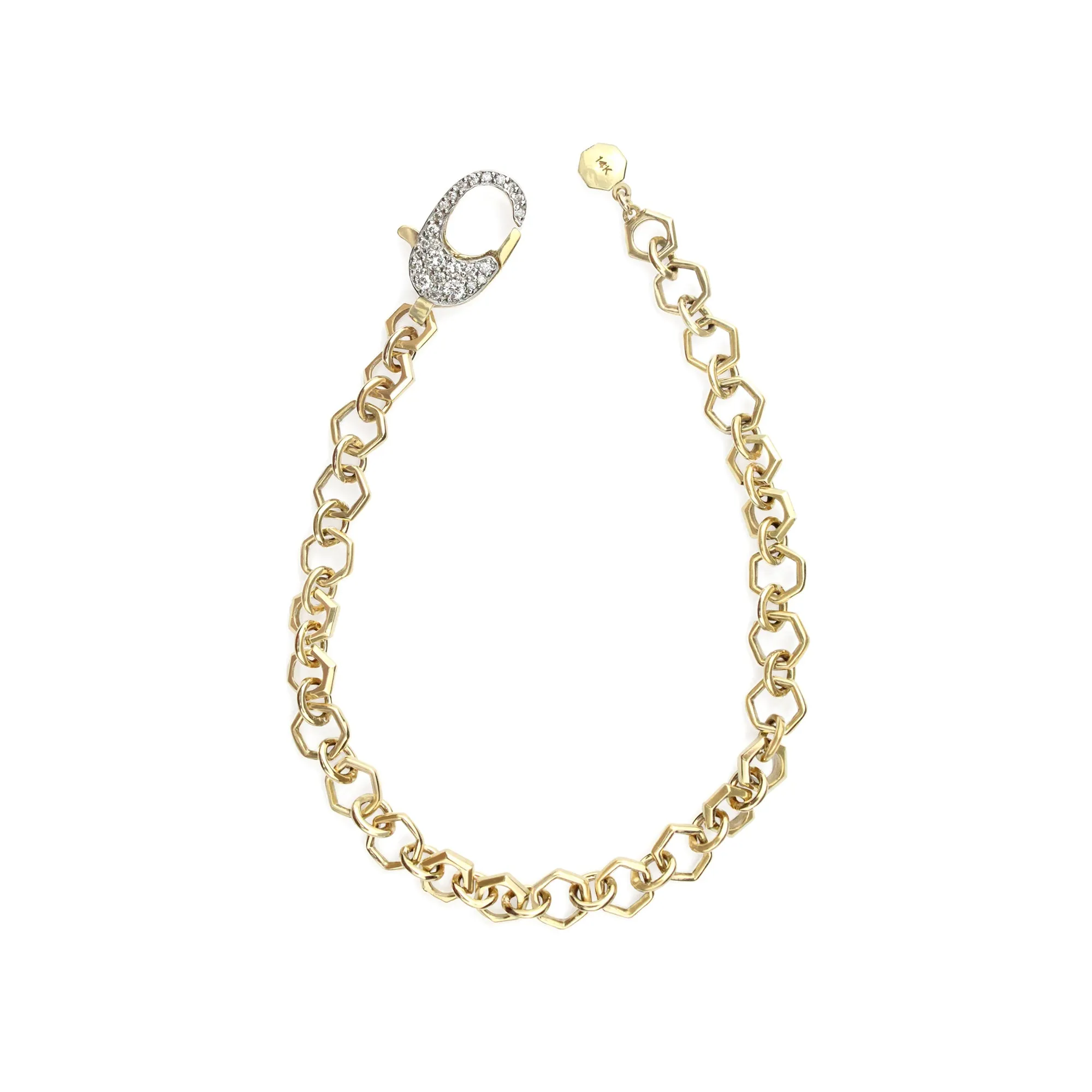 Diamond 14K Honeycomb Chain Bracelet