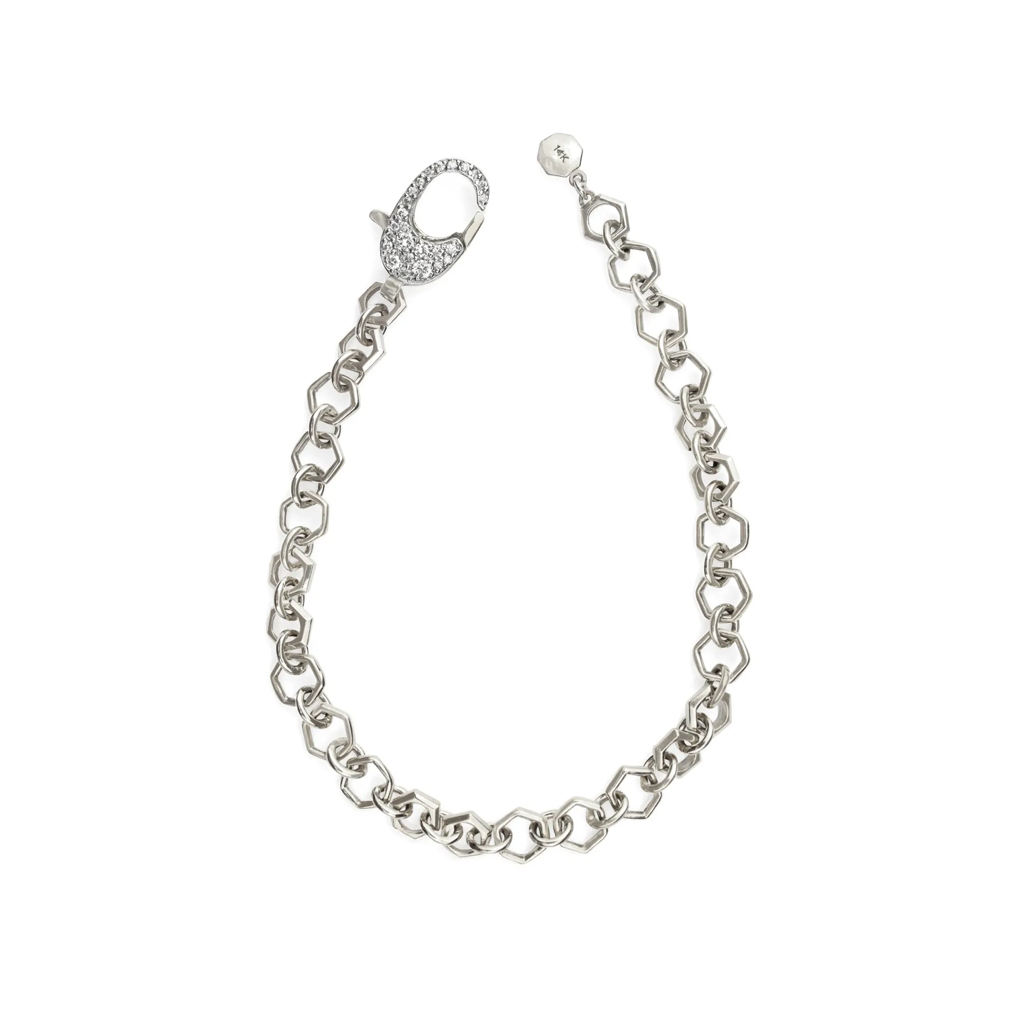 Diamond 14K Honeycomb Chain Bracelet