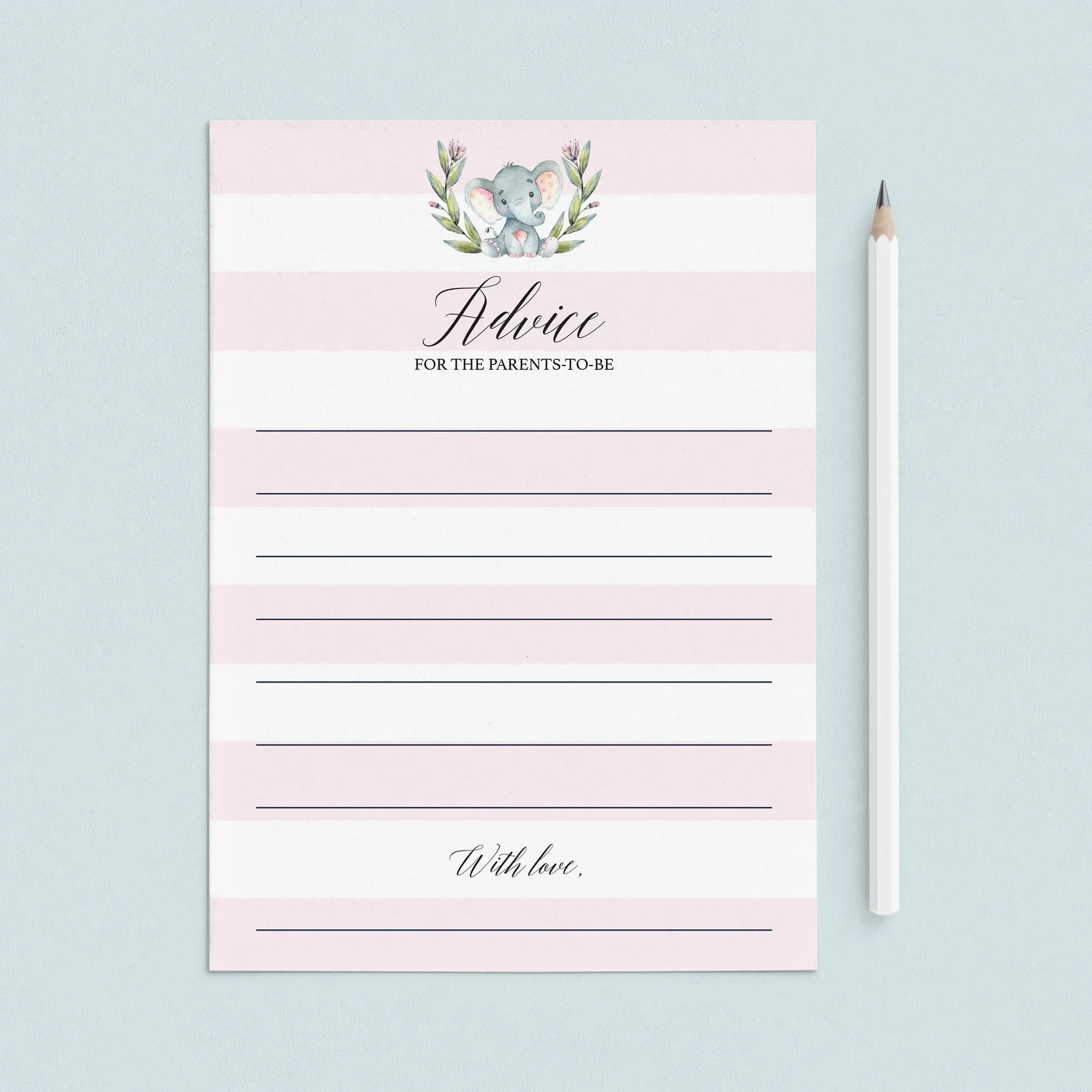 Elephant Baby Shower Advice for Parents-To-Be Printable