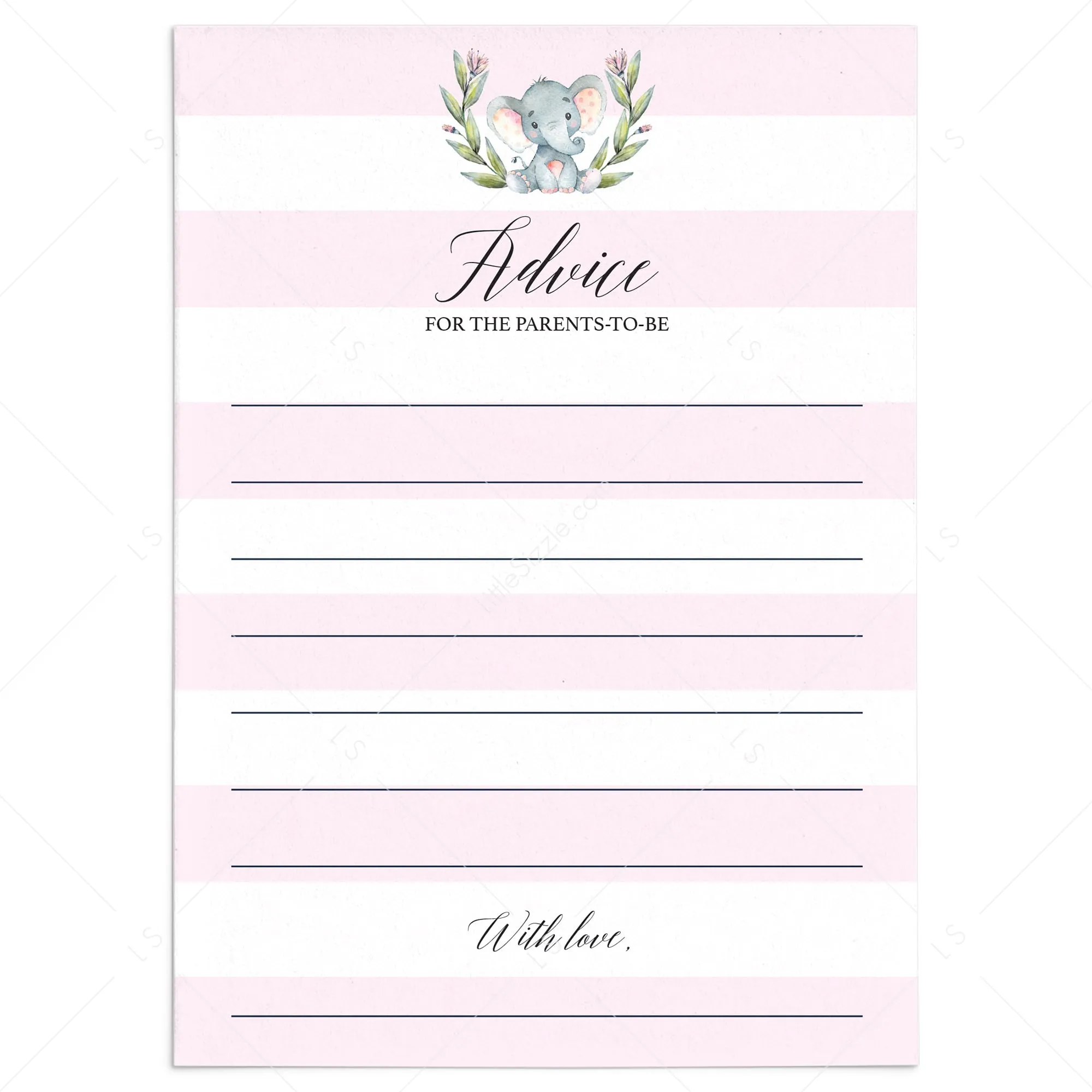 Elephant Baby Shower Advice for Parents-To-Be Printable