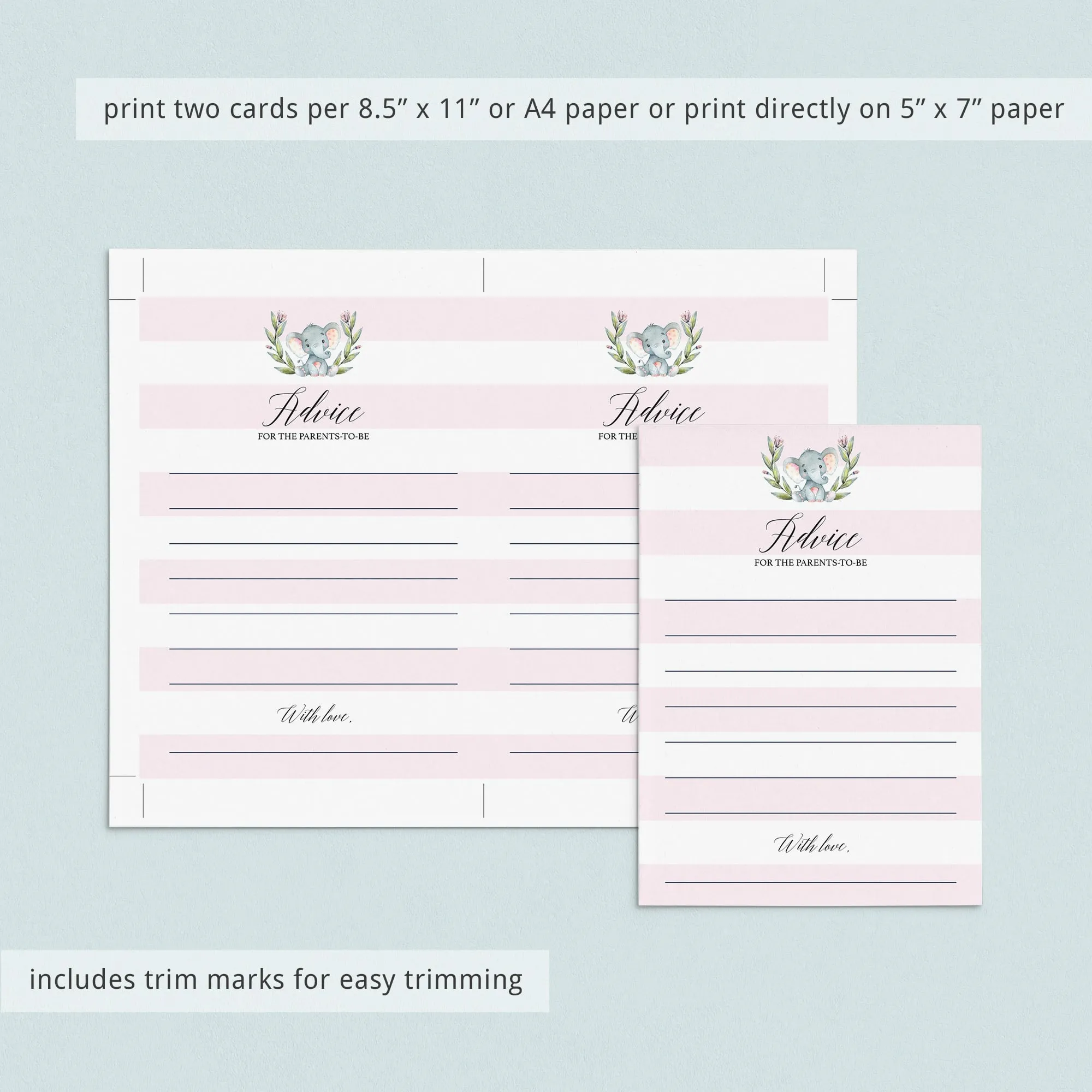 Elephant Baby Shower Advice for Parents-To-Be Printable
