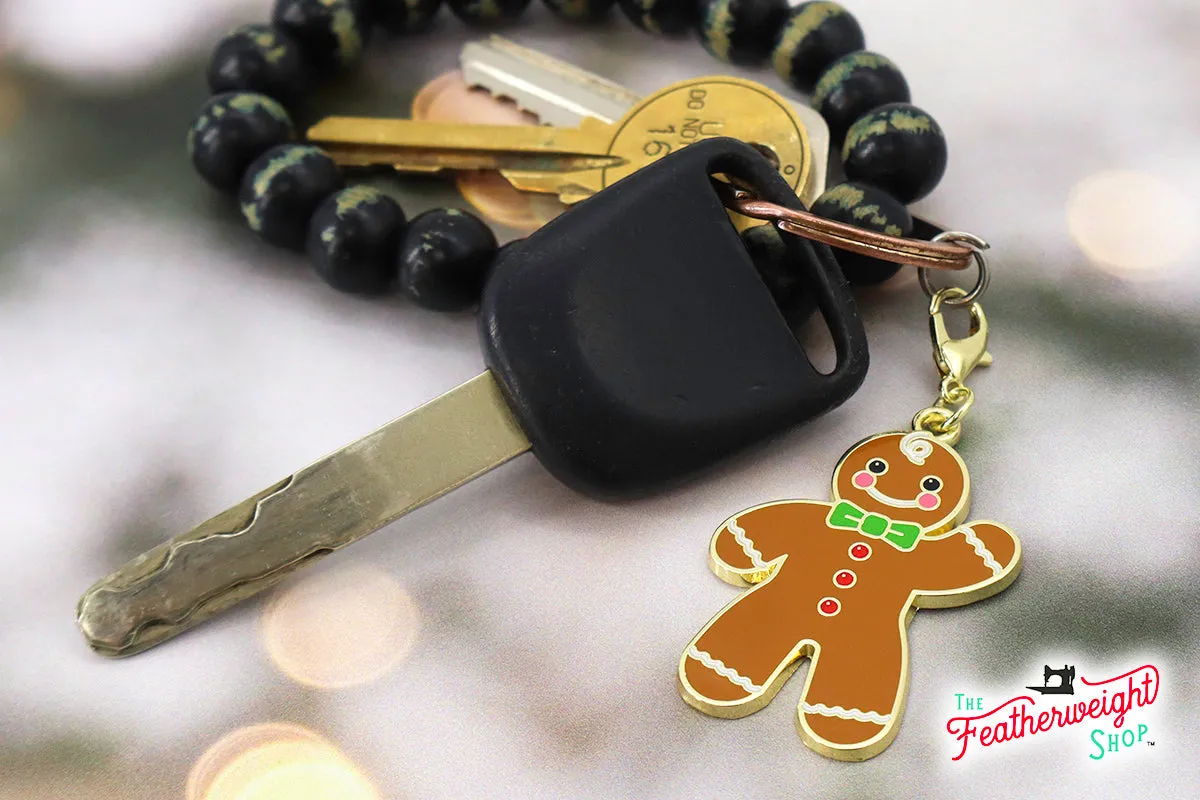 Enamel Charm Zipper Pull GINGERBREAD Script & MAN by Cathe Holden