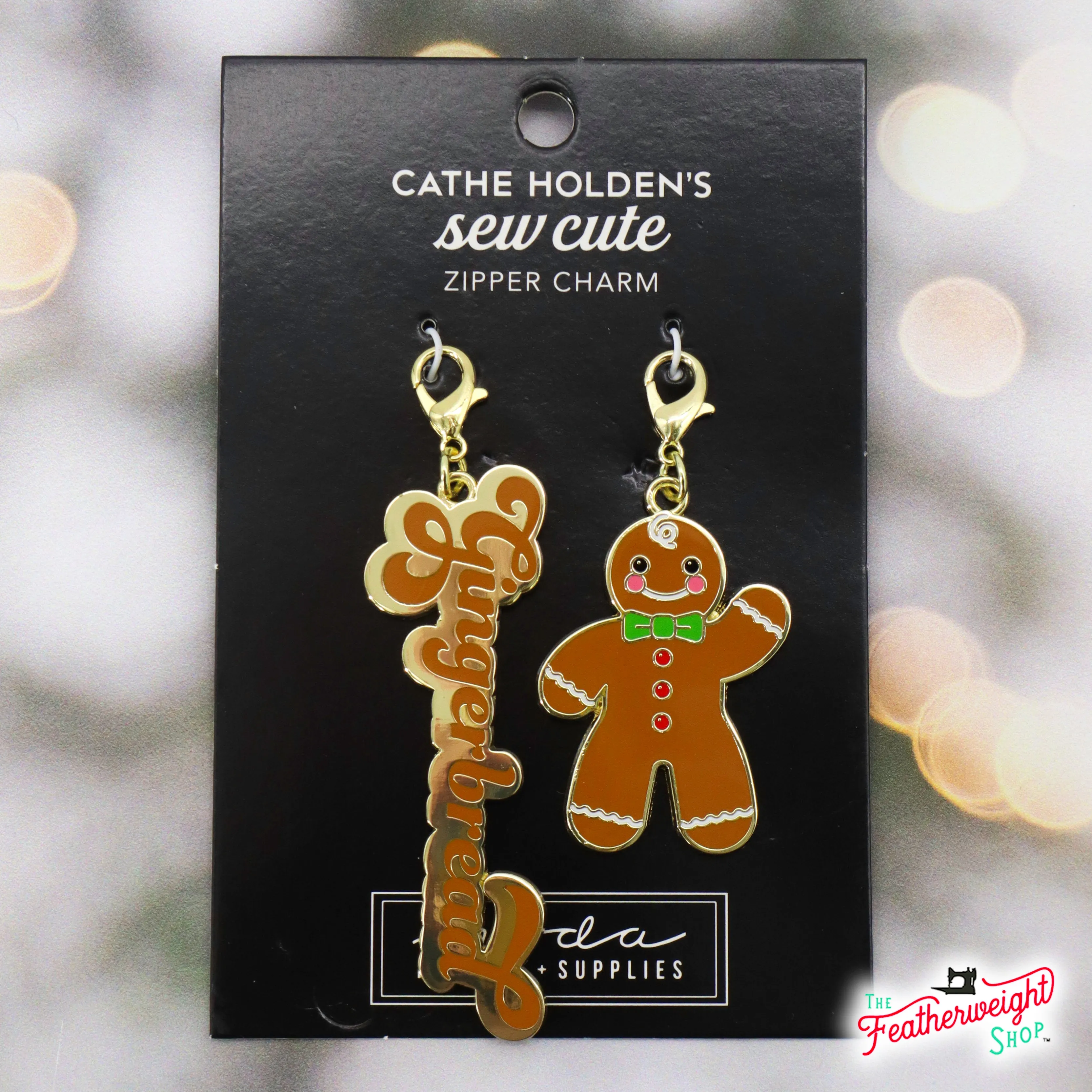 Enamel Charm Zipper Pull GINGERBREAD Script & MAN by Cathe Holden