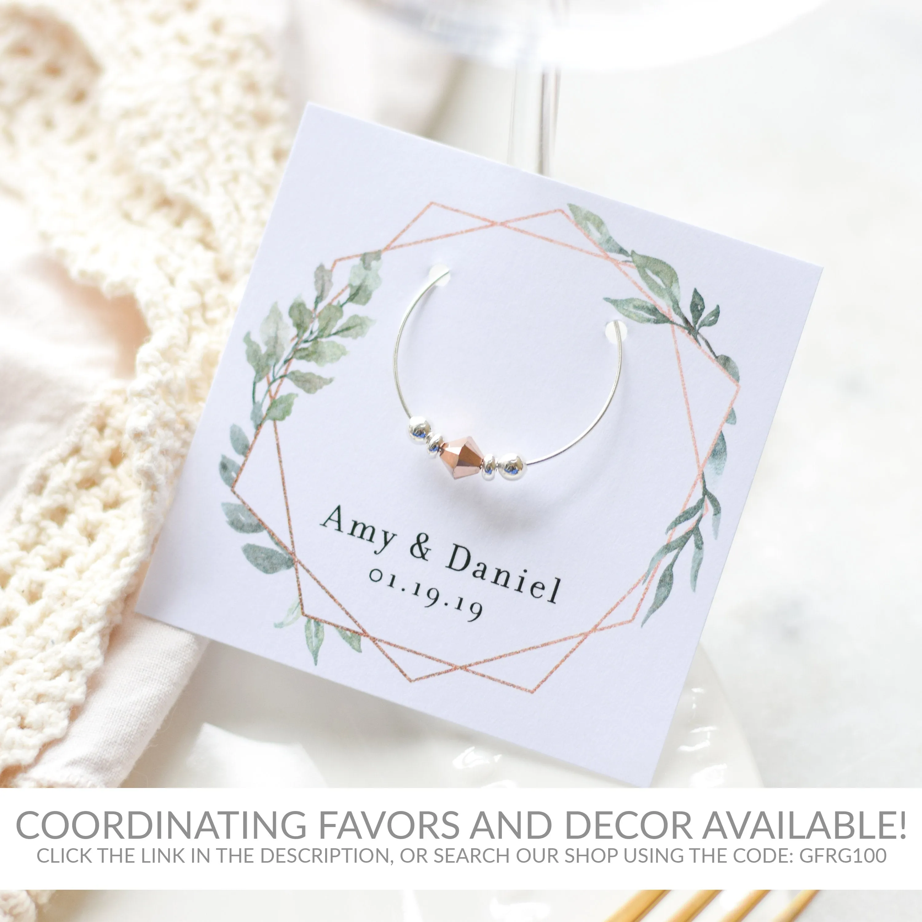 Geometric Rose Gold Greenery Welcome Sign Printable, INSTANT DOWNLOAD - GFRG100