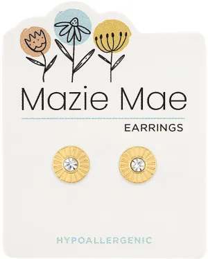 Gold CZ Sunburst Stud Earrings