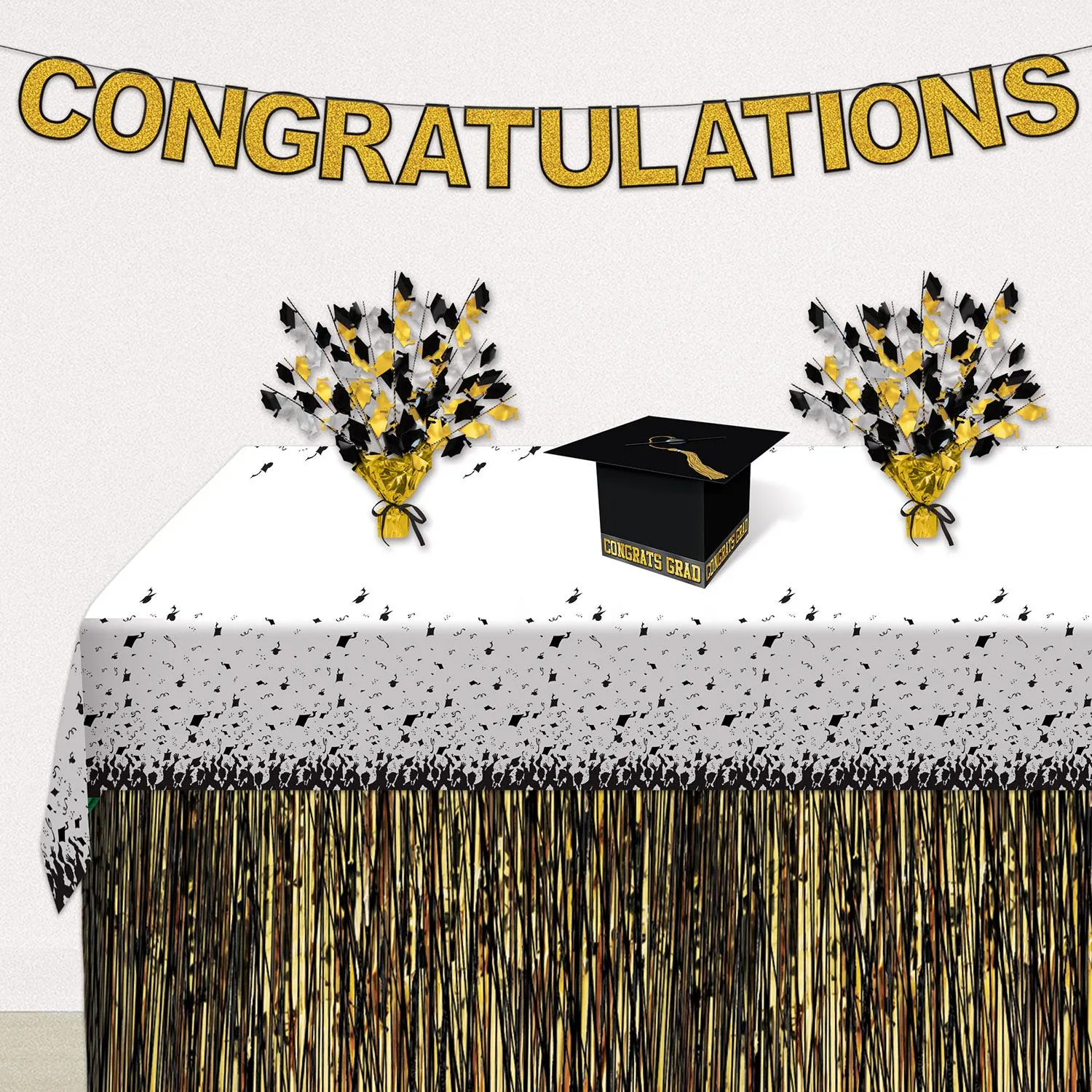 Grad Cap Graduation Party Card Box - black