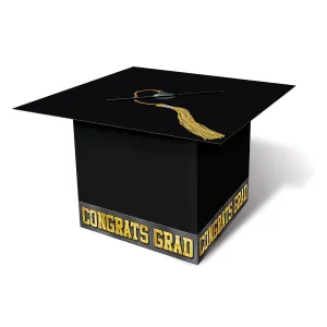 Grad Cap Graduation Party Card Box - black