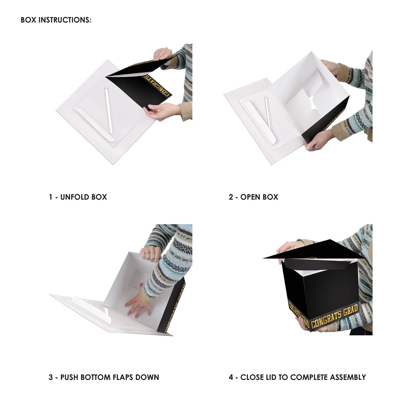 Grad Cap Graduation Party Card Box - black