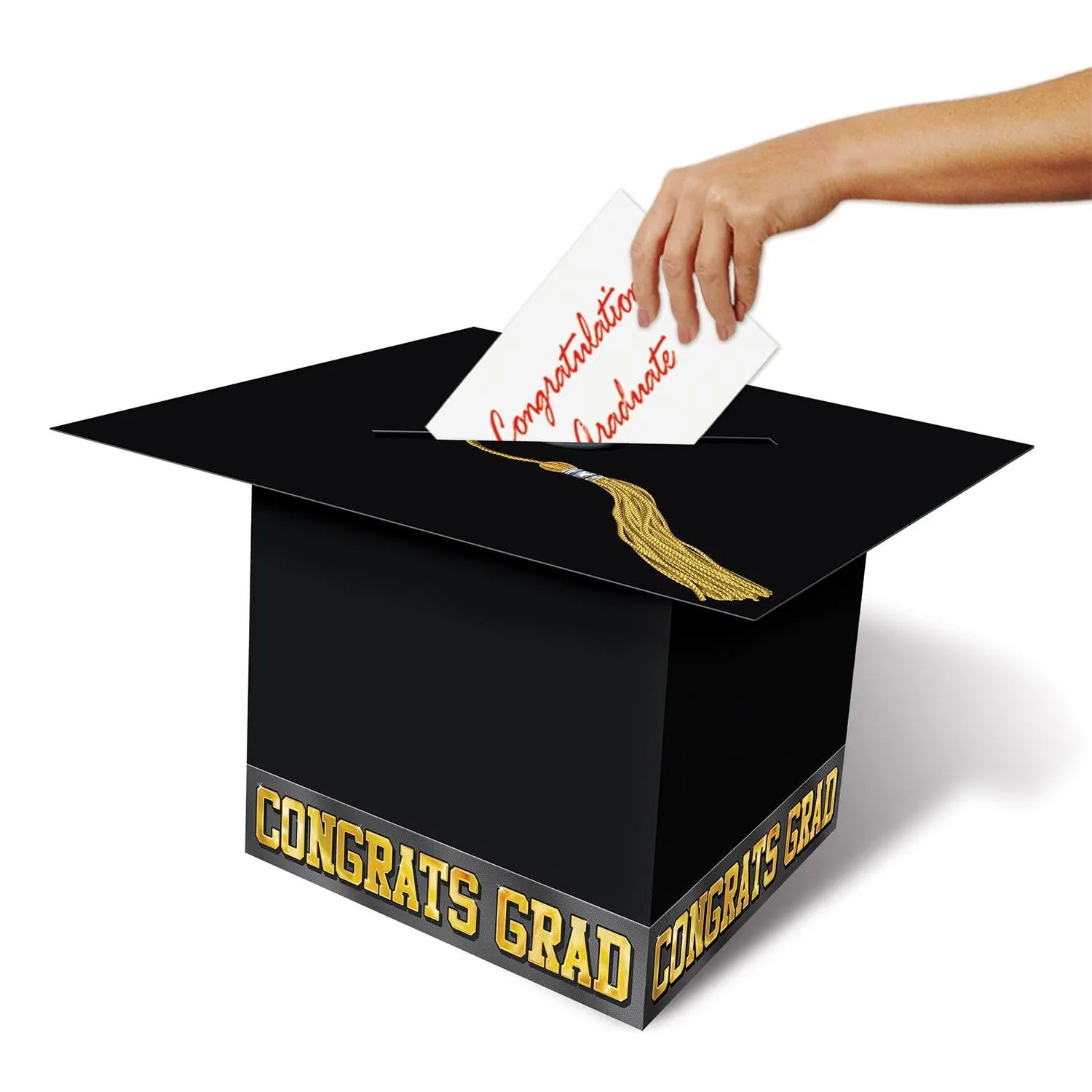 Grad Cap Graduation Party Card Box - black