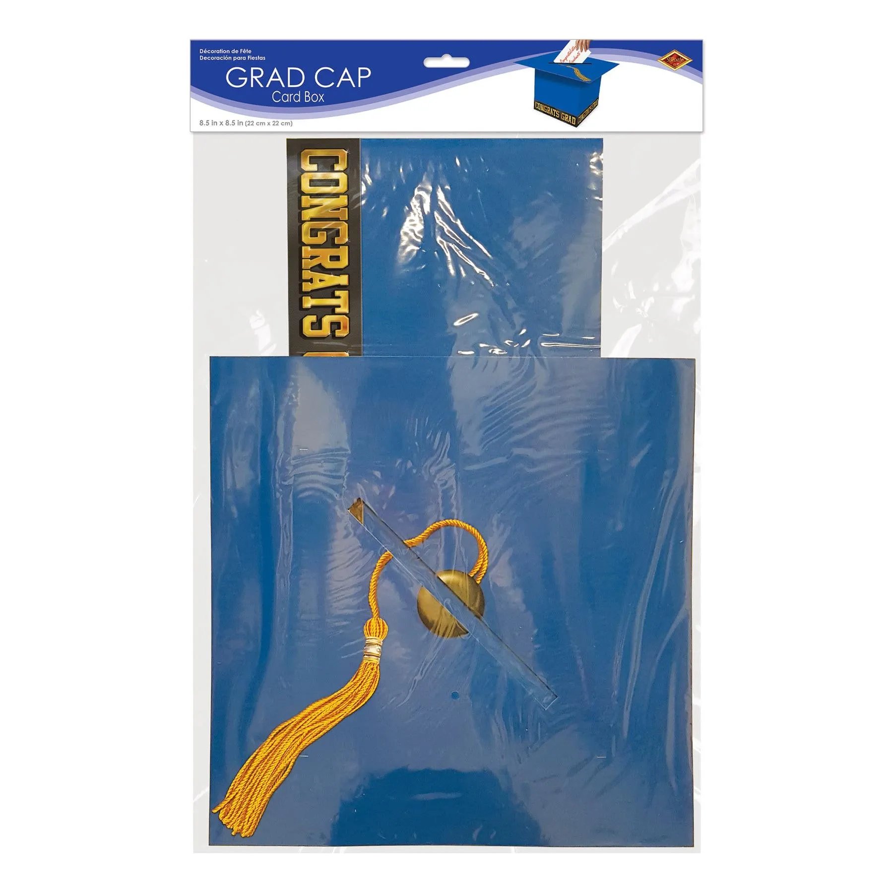 Grad Cap Graduation Party Card Box - blue