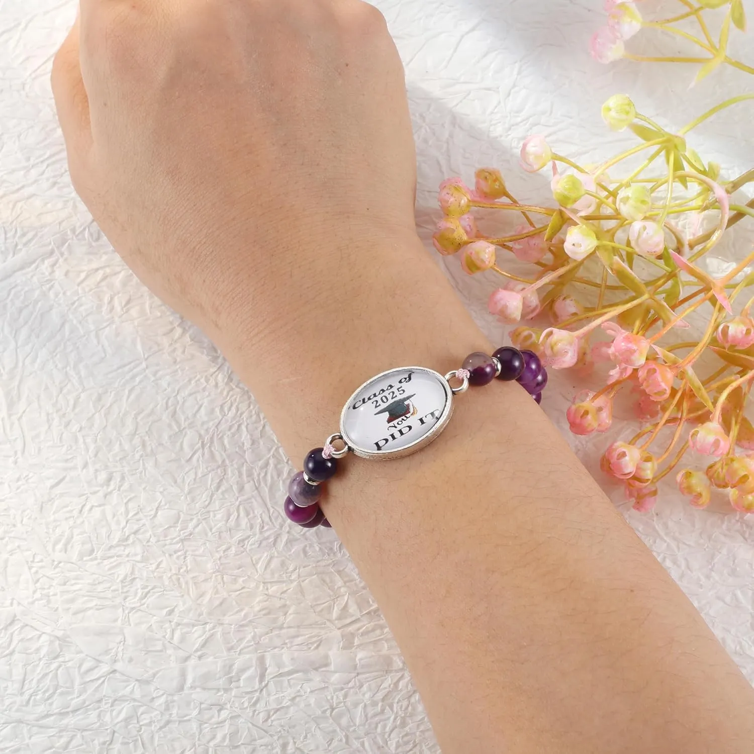 Graduation Gift  Girl 2025 Graduation Bracelets Friendship Gifts for Women      Graduation Healing Stone Bracelets Gifts for Her