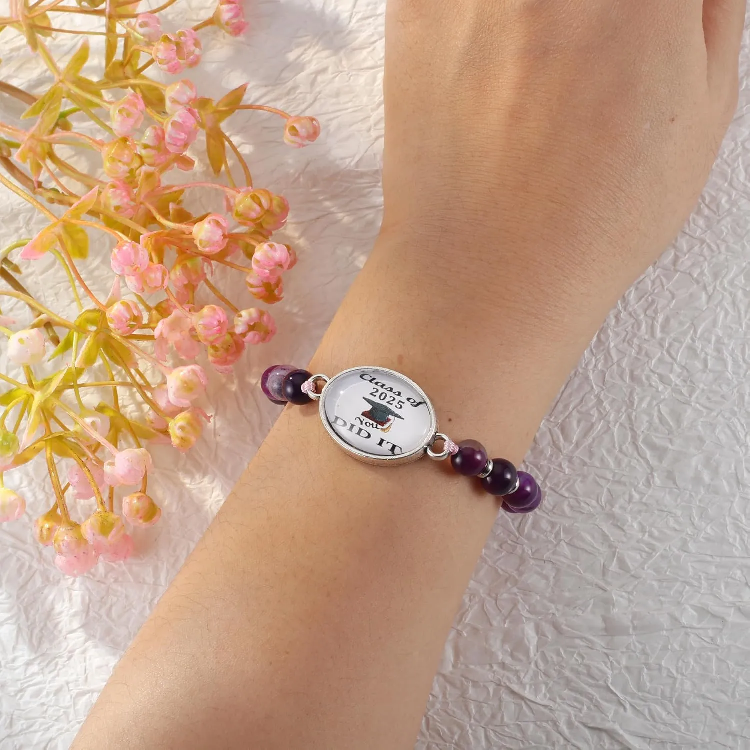Graduation Gift  Girl 2025 Graduation Bracelets Friendship Gifts for Women      Graduation Healing Stone Bracelets Gifts for Her