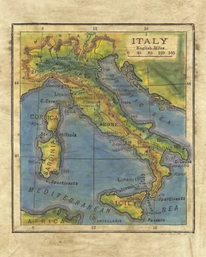 Italy 19066 Map Art Blanket Throw Polar/ Silky/ Sherpa Fleece Vintage Artwork Warm Blanket for Winter Bed Sofa Chair Dorm & Gift