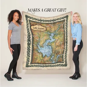 Jocassee Lake South Carolina Antique Map Art Blanket Throw Soft Polar/ Silky/ Sherpa Fleece Warm Blanket For Bed Sofa Chair Gift & Travel
