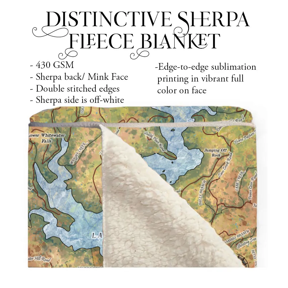 Jocassee Lake South Carolina Antique Map Art Blanket Throw Soft Polar/ Silky/ Sherpa Fleece Warm Blanket For Bed Sofa Chair Gift & Travel