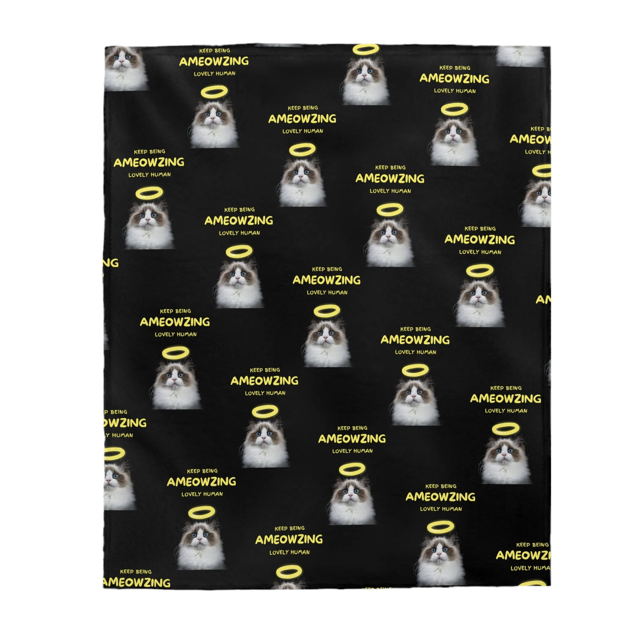 Keep Being Ameowzing Lovely Human Cat Velveteen Plush Blanket