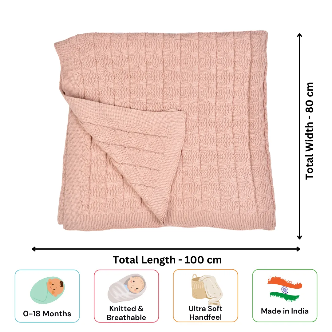 Knitted Cotton Baby Blanket (80x100 cm) | Perfect for Babys Comfort