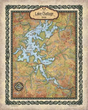 Lake Chatuge Georgia Antique Map Art Blanket Throw Polar/Silky/Sherpa Fleece Vintage Artwork Blanket For Bed Sofa Couch Gift & Winter Travel