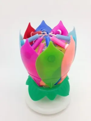 Magic Musical Happy Birthday Flower Candles - Rainbow