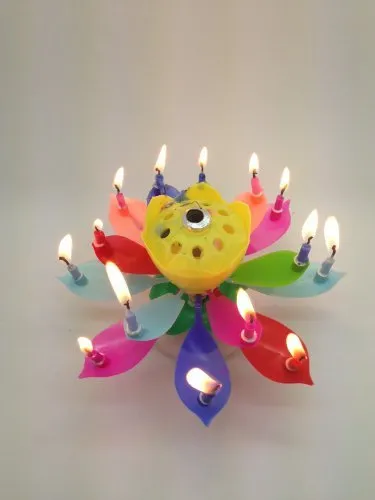 Magic Musical Happy Birthday Flower Candles - Rainbow