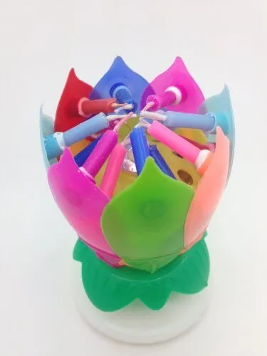 Magic Musical Happy Birthday Flower Candles - Rainbow