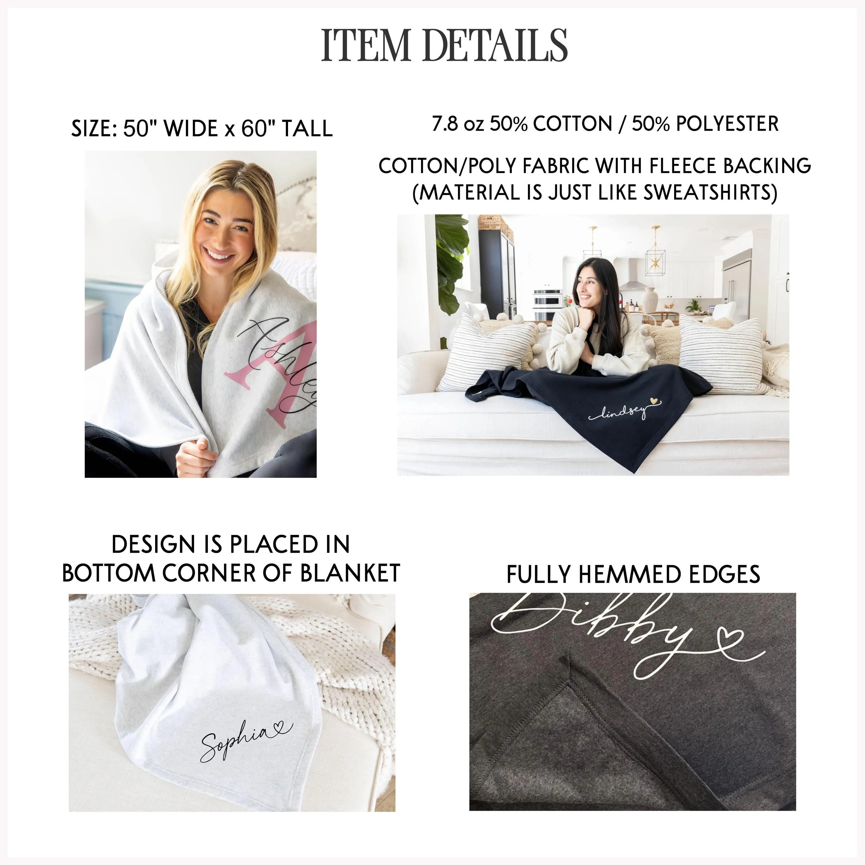 Monogram Blankets | Personalized Fleece Blanket