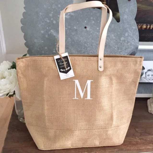 Monogrammed Jute Bag