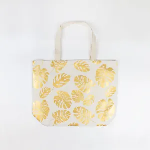 Natural Palm Leaves Metallic Tote Bag