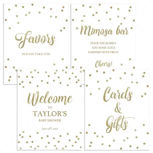 Neutral Baby Shower Decor Pack Gold Confetti