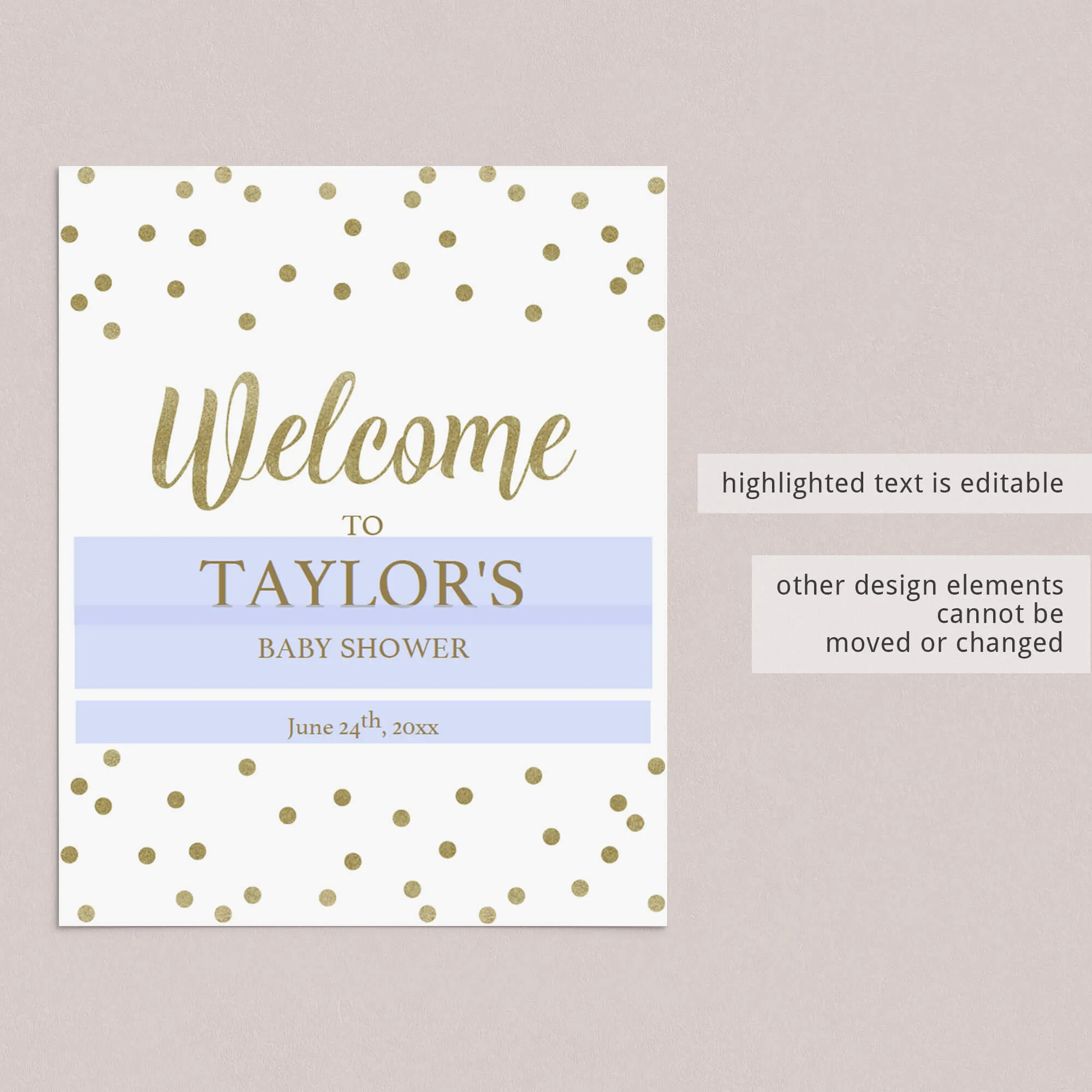 Neutral Baby Shower Decor Pack Gold Confetti