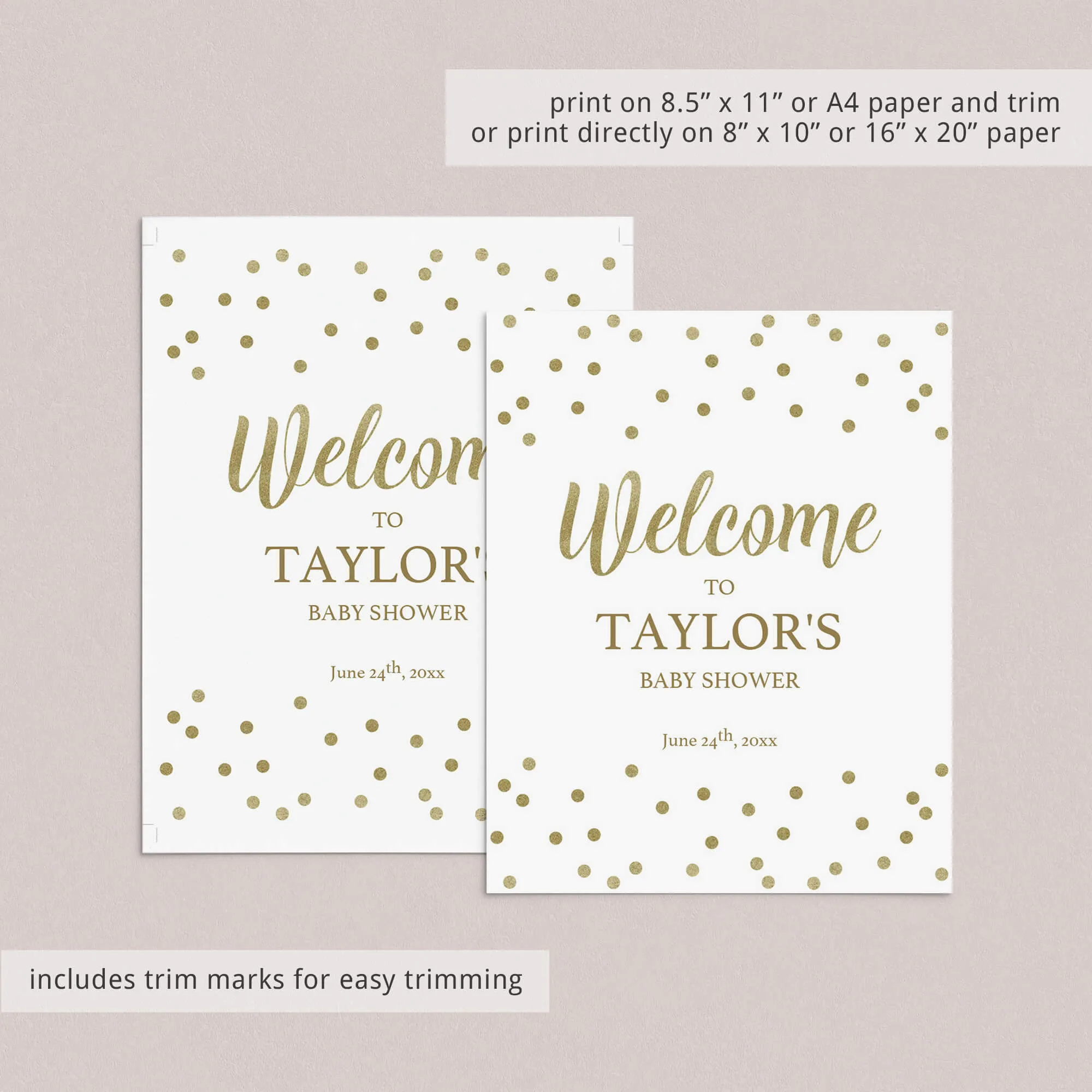 Neutral Baby Shower Decor Pack Gold Confetti