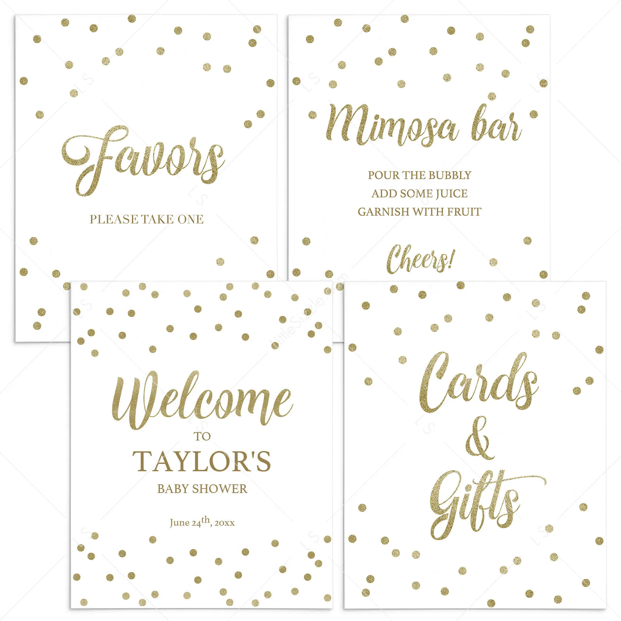 Neutral Baby Shower Decor Pack Gold Confetti