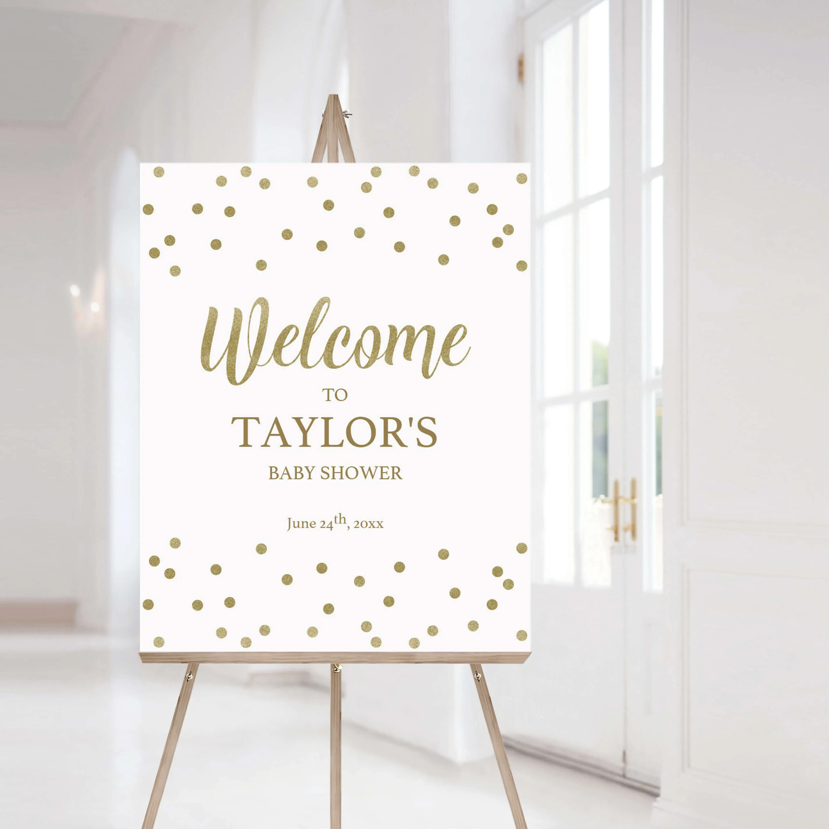 Neutral Baby Shower Decor Pack Gold Confetti