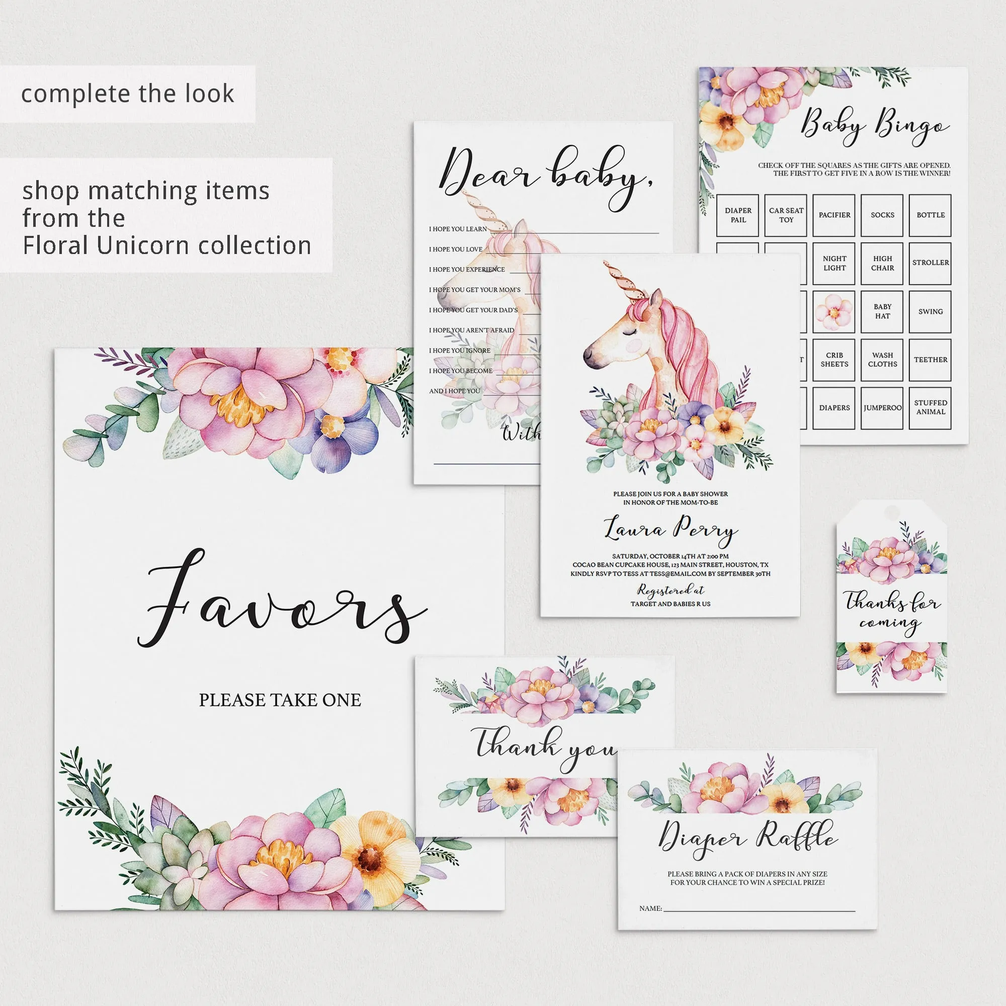 Pink Floral Baby Shower Advice Sign Template