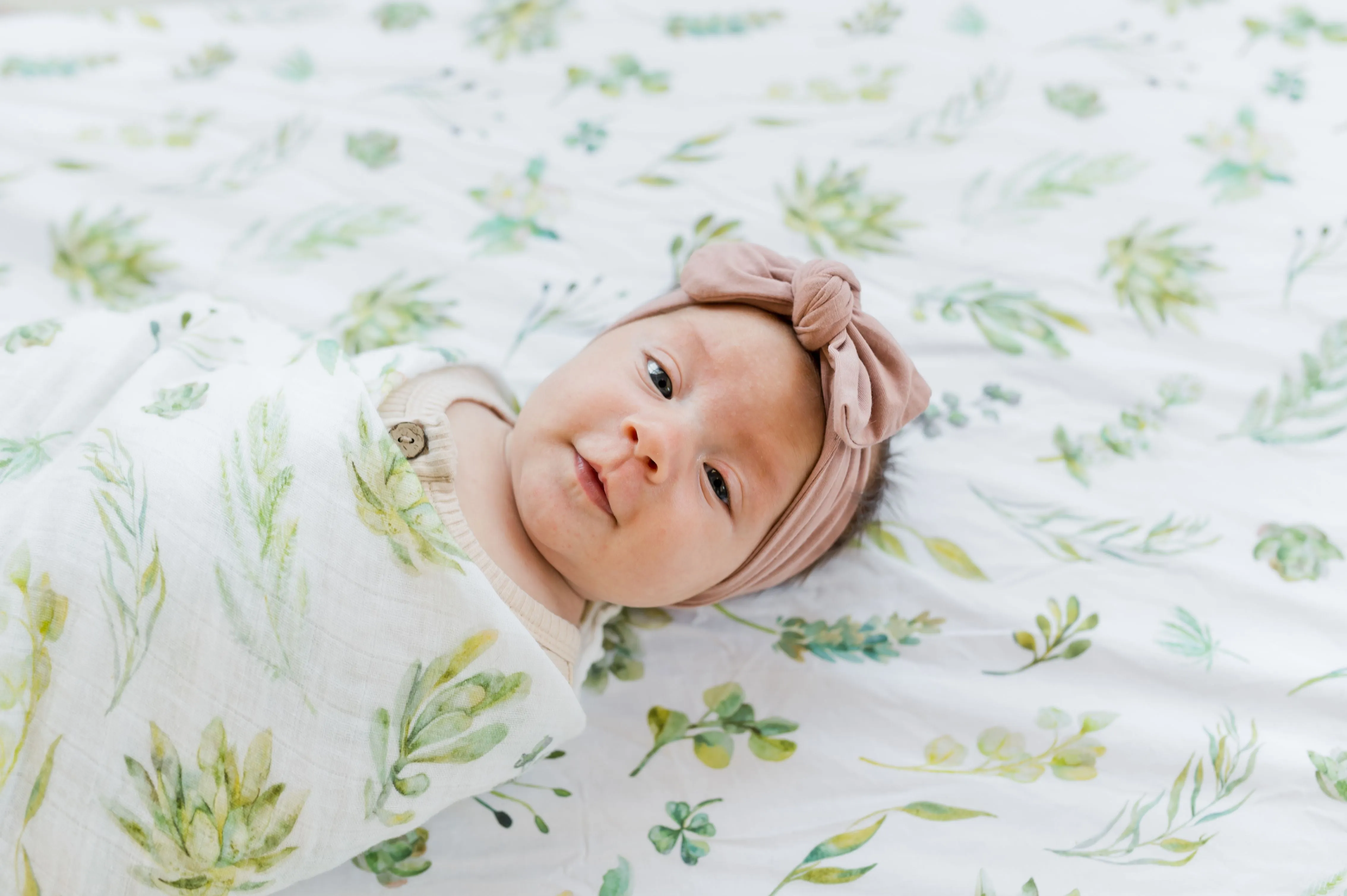 Premium Knit Rayon Bamboo Swaddle Blanket – Succulents