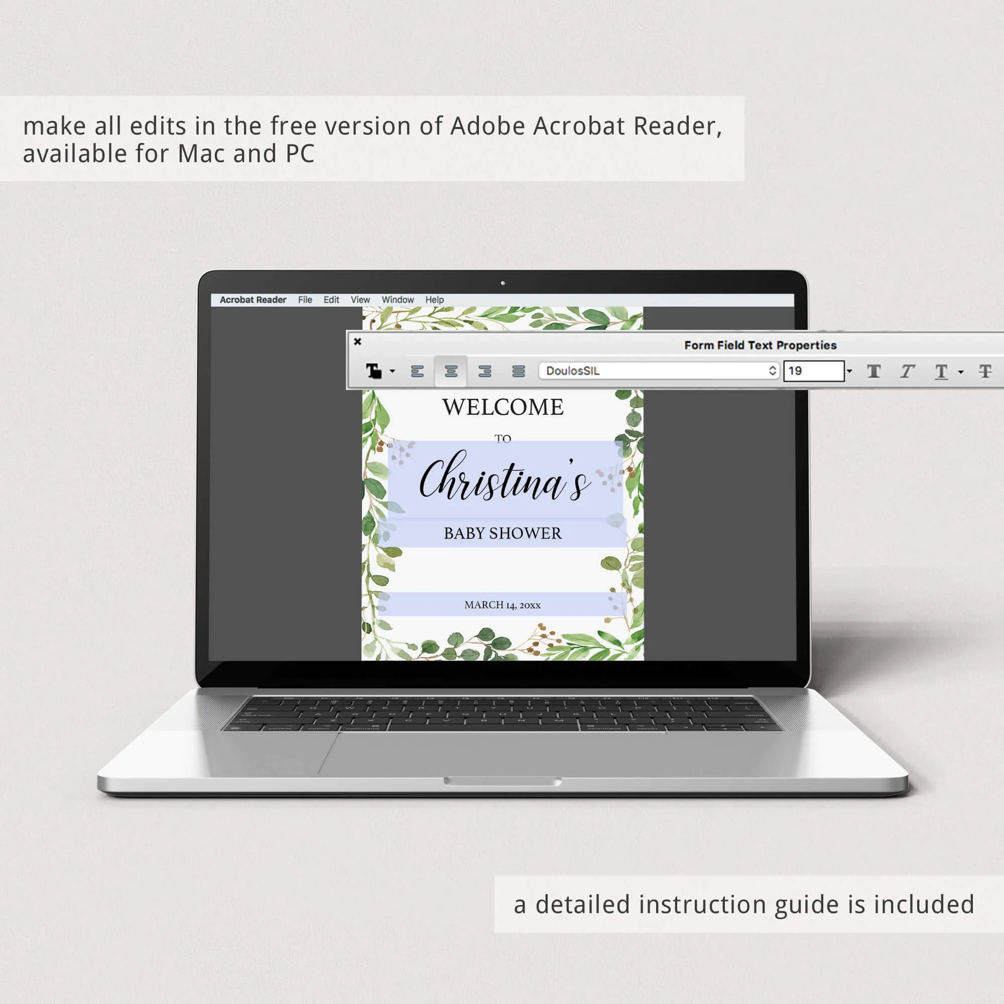 Printable Boho Baby Shower Welcome Sign Template