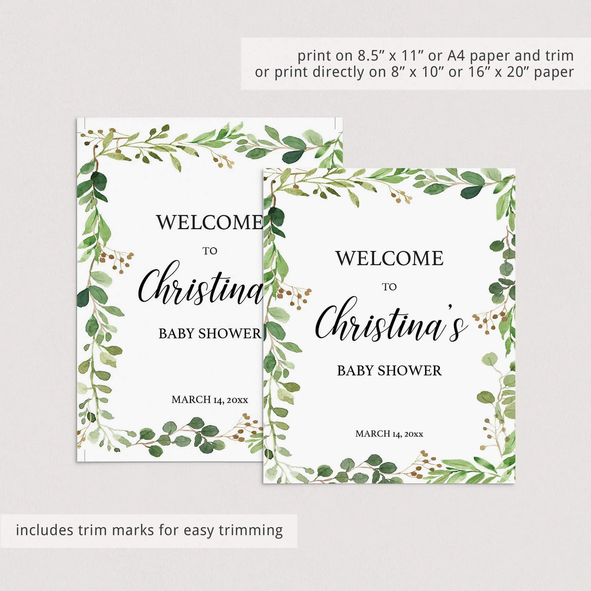 Printable Boho Baby Shower Welcome Sign Template