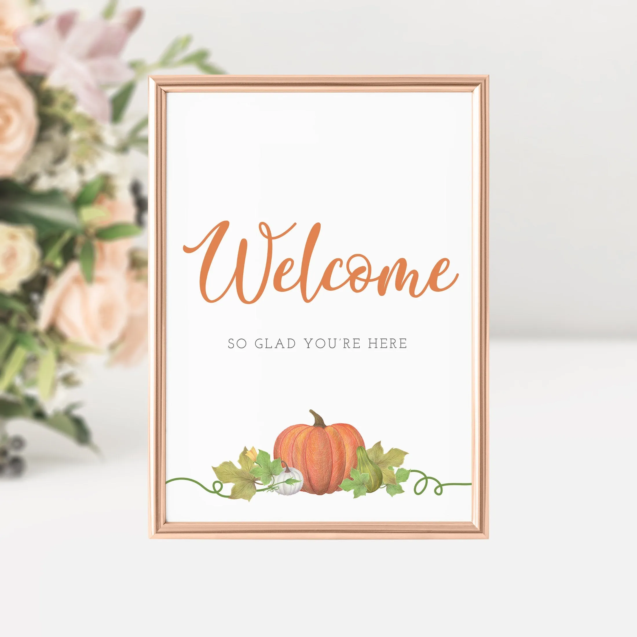 Pumpkin Welcome Sign Printable, INSTANT DOWNLOAD - HP100