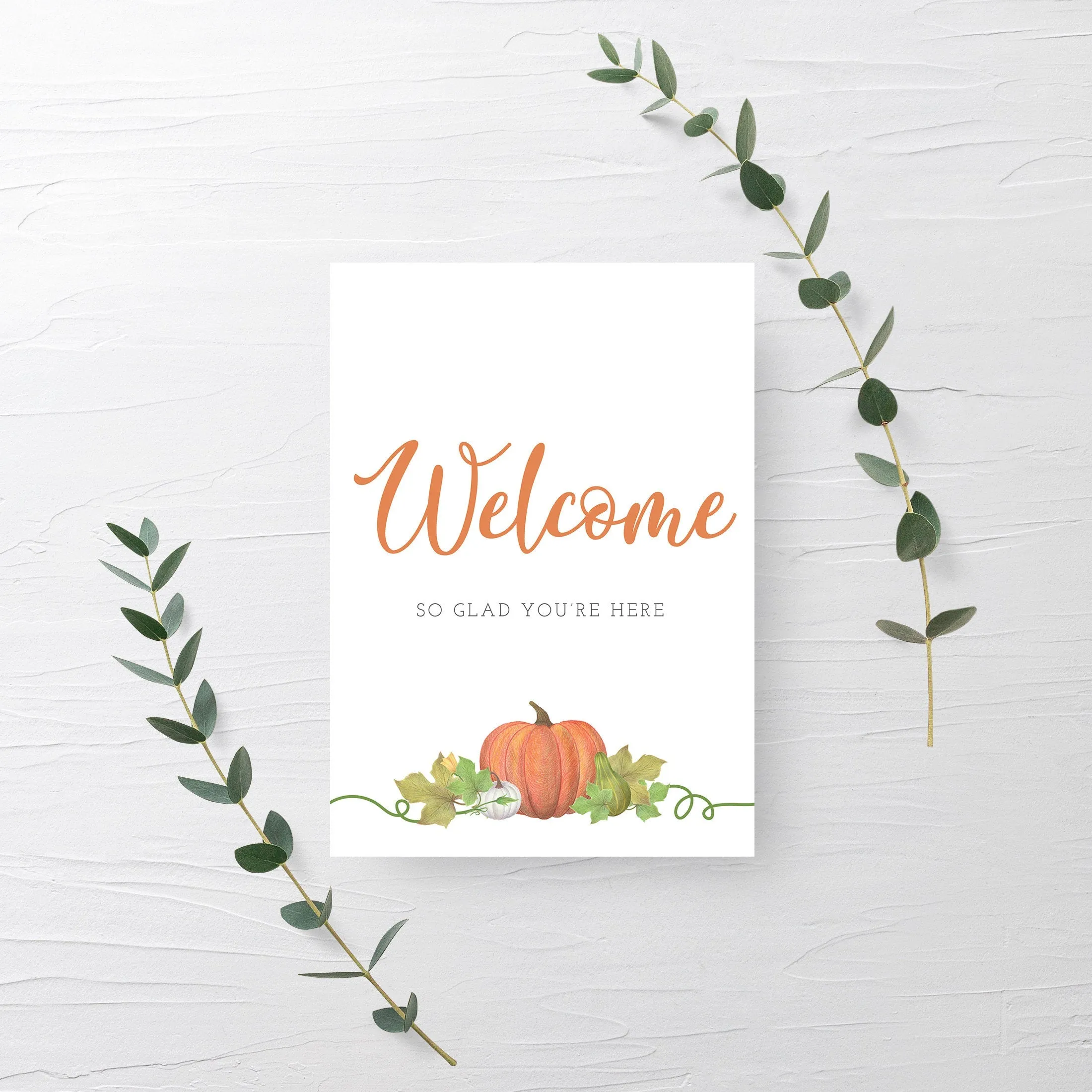 Pumpkin Welcome Sign Printable, INSTANT DOWNLOAD - HP100