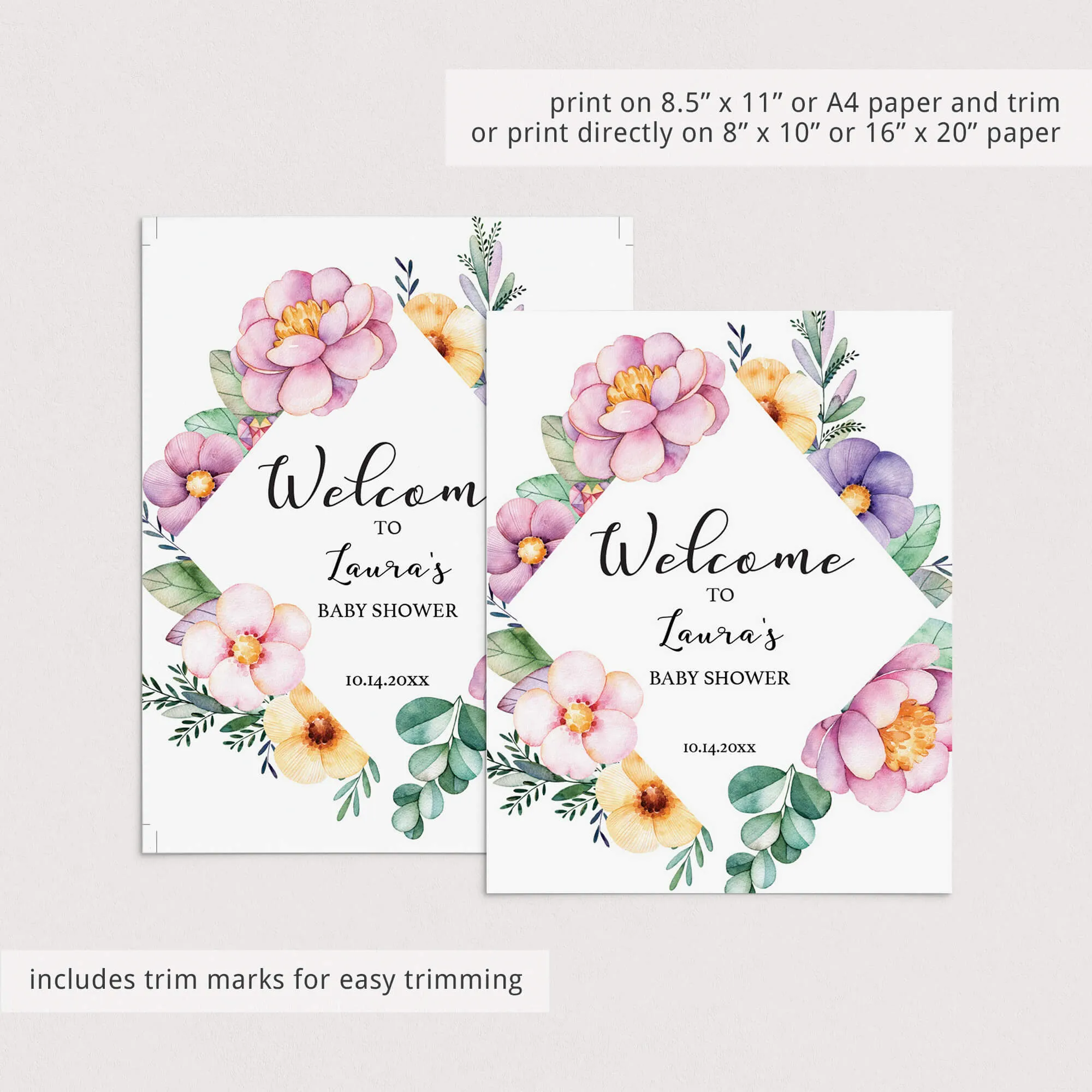 Purple Floral Baby Shower Decorations Pack