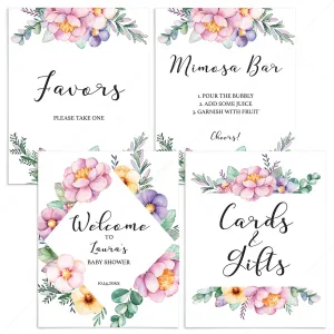 Purple Floral Baby Shower Decorations Pack