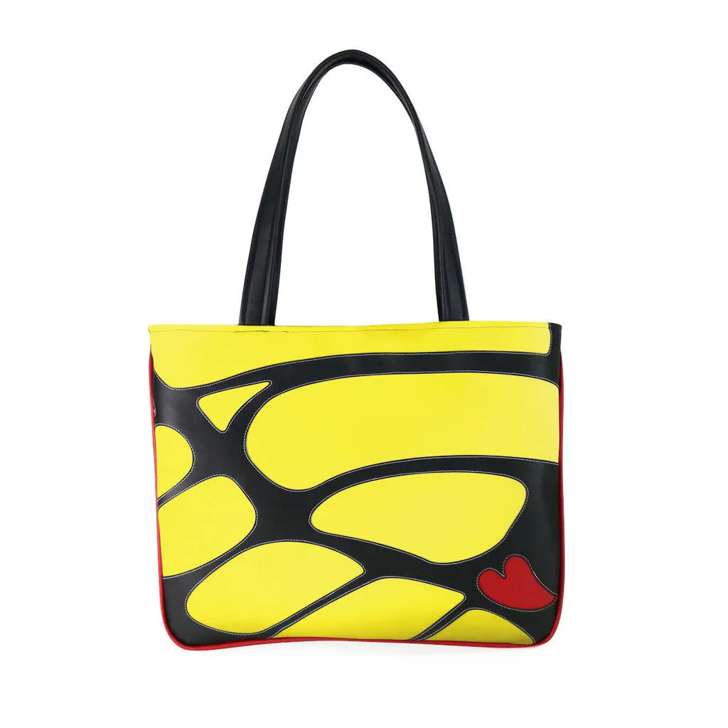 "Monarch" Butterfly Vegan Flat Tote Design by Cykochik (Multicolored )